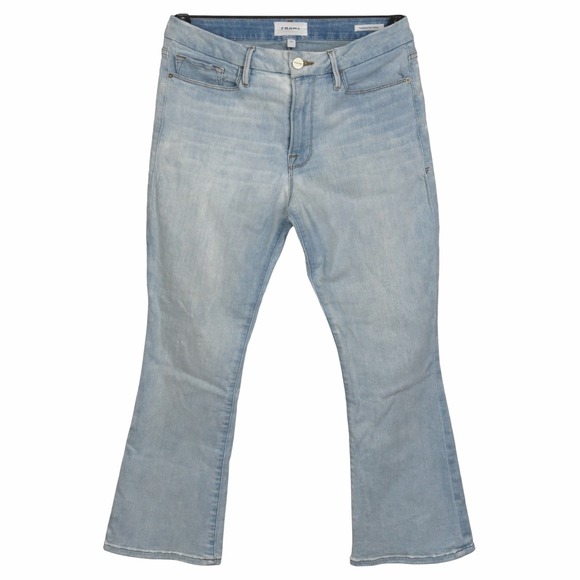 Frame Denim Denim - FRAME Le Crop Mini Boot‎ Jeans Women Light Wash Blue Flared Denim Cotton 31